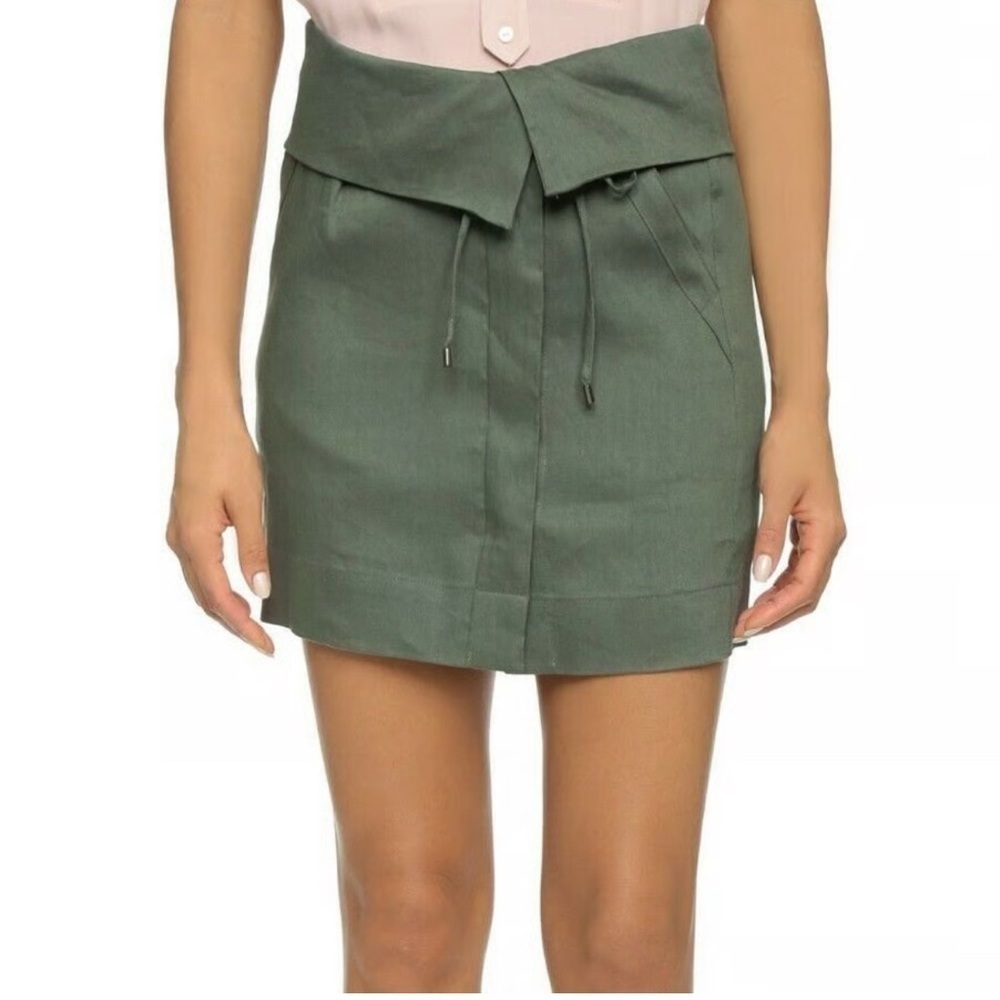 Vince skirt Cypress green Size 14 fold over waist linen blend Quiet Luxury